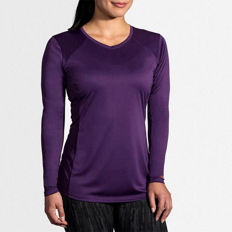 Brooks Stealth Camiseta Manga Longa Para Corrida Mulher Roxo (25160SQPH)